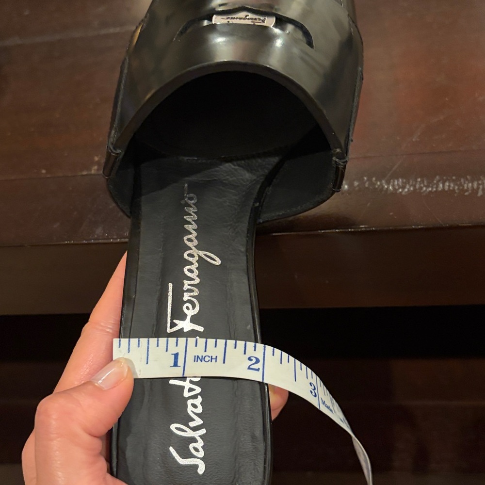 Salvatore Ferragamo Black Patent Leather Mules - Picture 10 of 11